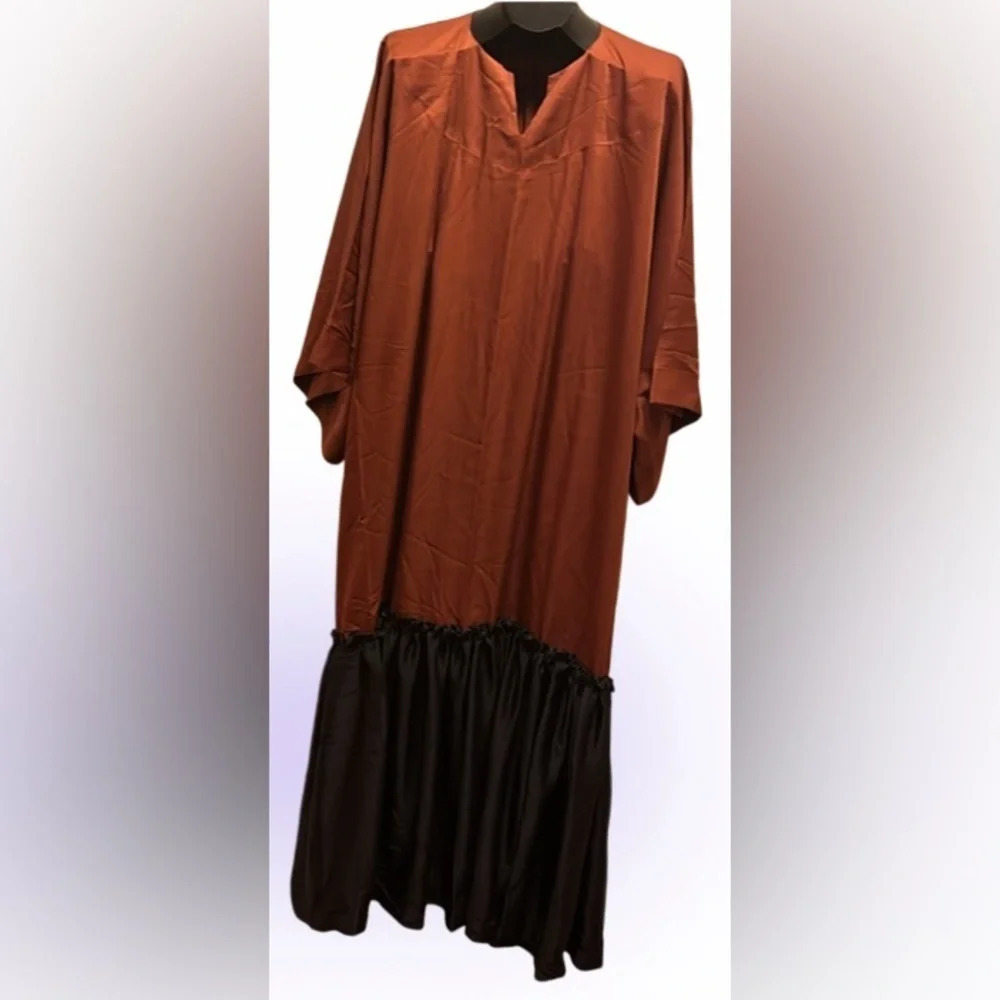 Vintage style Rust Orange black  Beautiful abaya maxi dress